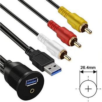 USB/AUX Einbaubuchse mit 200cm Kabel
