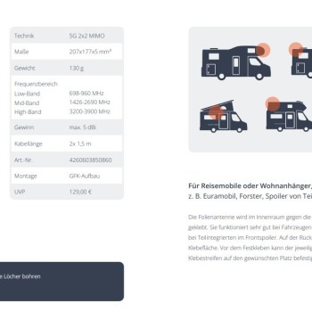 Folienantenne LTE/WLAN Folienantenne - für CamperNet Evo oder Baugleiche