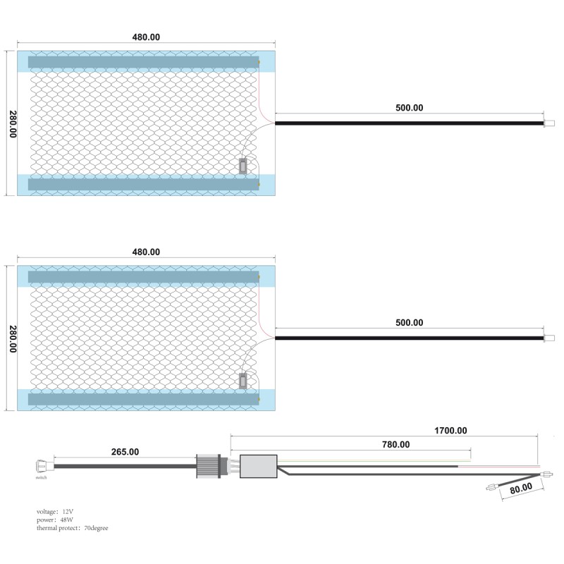 Sitzheizung, 3-stufig einstellbar, 12 Volt