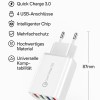 4-Port USB Schnellladegerät QC 3.0 Netzteil Adapter 5V/3.1A – Weiß