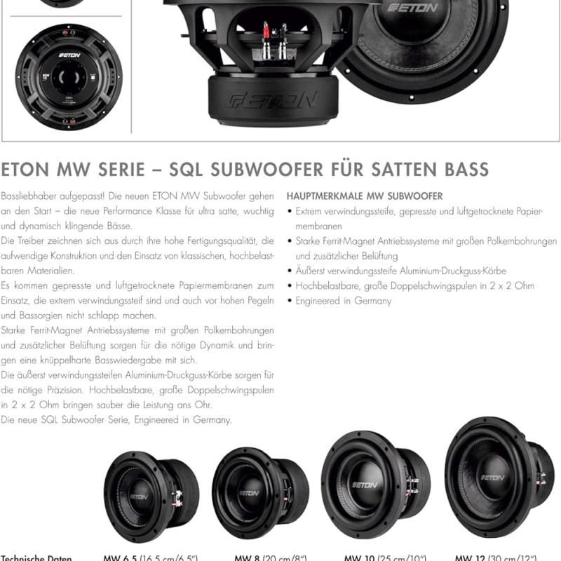 ETON Move MW8 20 cm Subwoofer Chassis