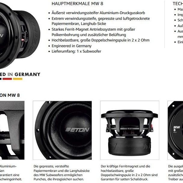 ETON Move MW8 20 cm Subwoofer Chassis