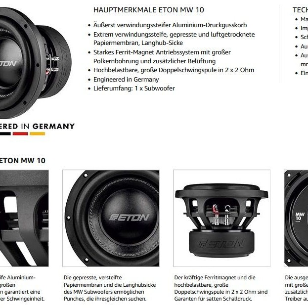 ETON Move MW10 25 cm Subwoofer Chassis
