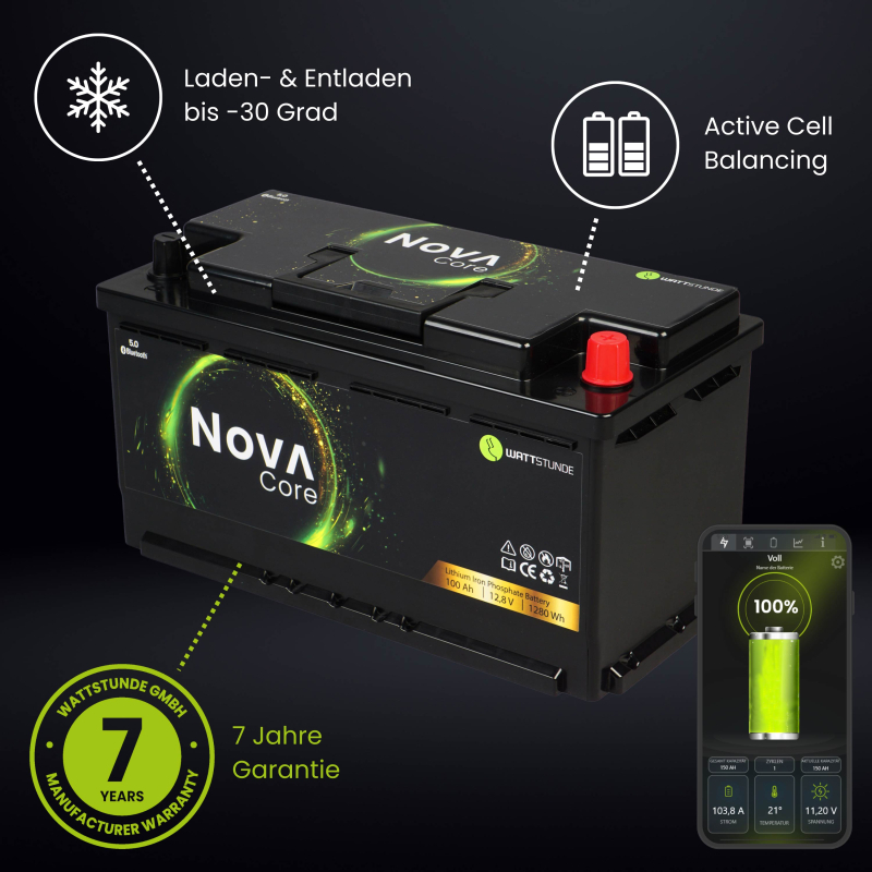 NOVA Core 100Ah Batterie LiFePO4 (mit Heizmatte)