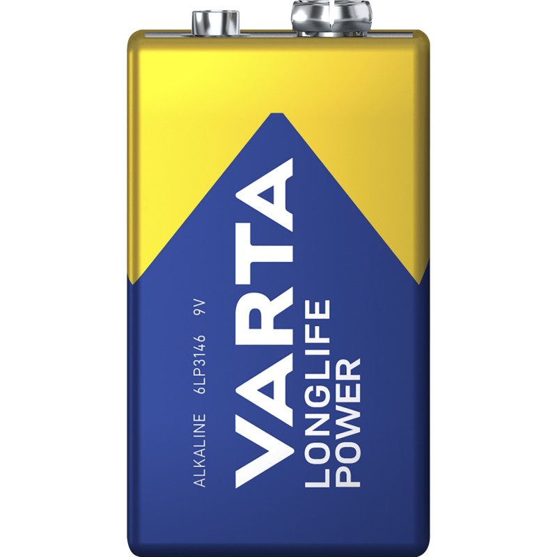 9V-BLOCK BATTERIE VARTA LONGLIFE POWER ALKALINE, 6LR61, 2ER BLISTER