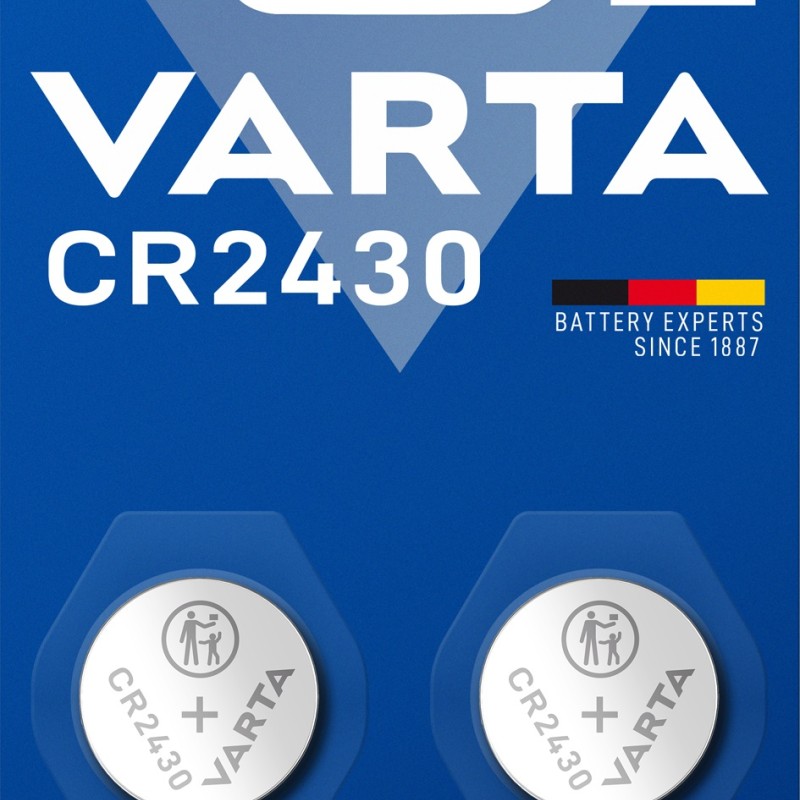 LITHIUM-KNOPFZELLE VARTA ELECTRONICS CR2430, 3V, 2ER-PACK