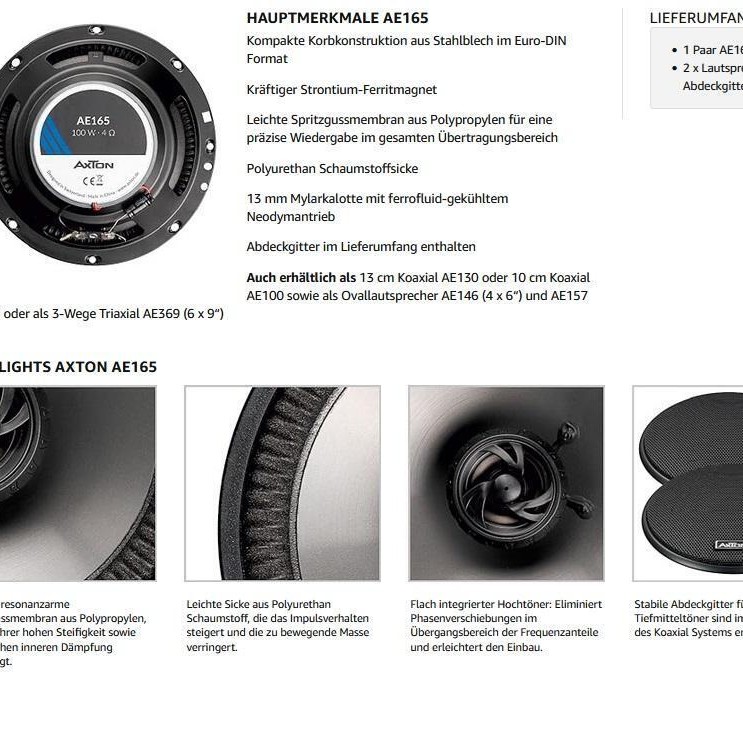 AXTON AE165 16.5 cm (6.5) 2-Wege Coax System