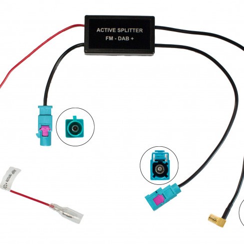 Antennensignal-Verteiler aktiv - für passive Antennen - Stecker: FAKRA / FAKRA