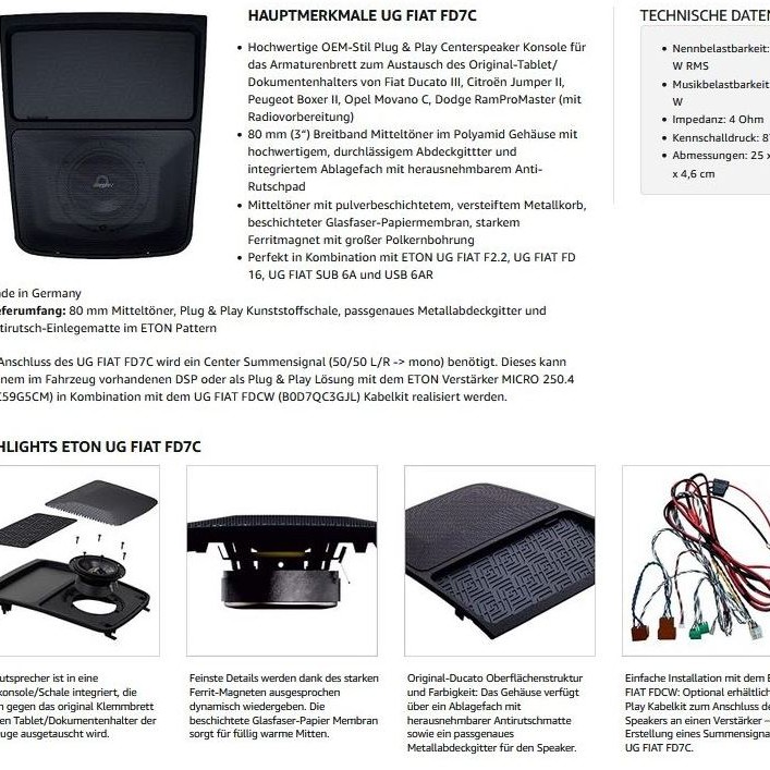 Eton FIAT-FD7C Fiat Ducato Center Speaker