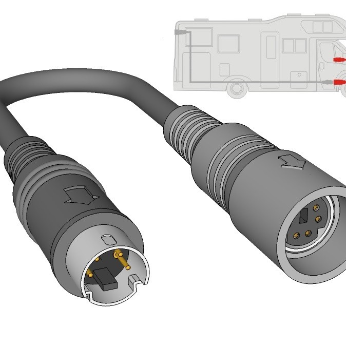 Adapter 4-Pin Mini DIN Stecker - 6-Pin Mini DIN Buchse WAECO