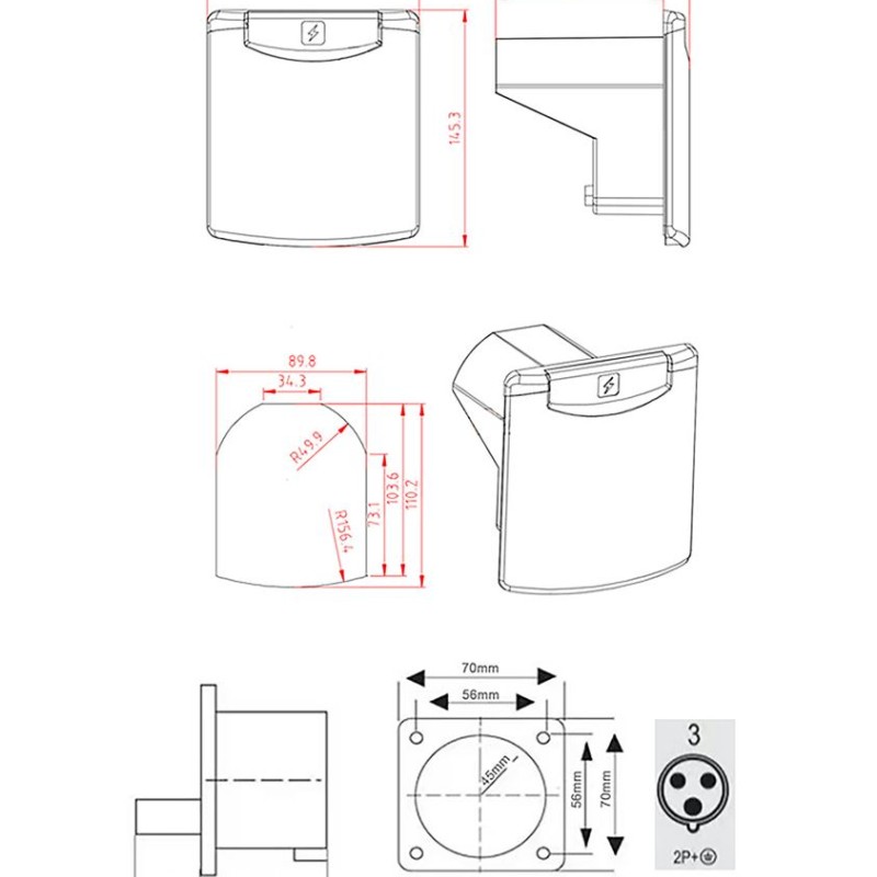 WATTSTUNDE® CEE-Einbausteckdose Weiß mit Magnetklappe, 16A