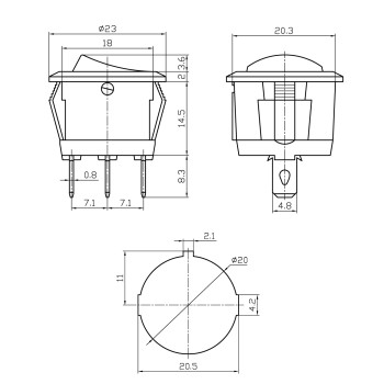 Parking-Schalter, 1xE/A, orange/gelbe LED (12-24 Volt DC)