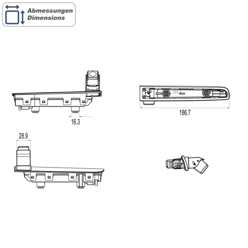 Kamera (AHD), für Volkswagen T5 und T6 / T6.1 mit Flügeltüren bis MJ 2021