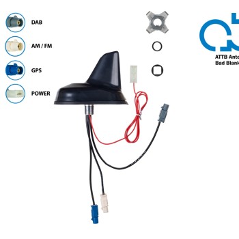 Dachantenne AM/FM DAB+ GPS Shark 12V extern/phantom