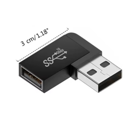 USB 3.0 Stecker auf Buchse 90 Grad, links gewinkelt