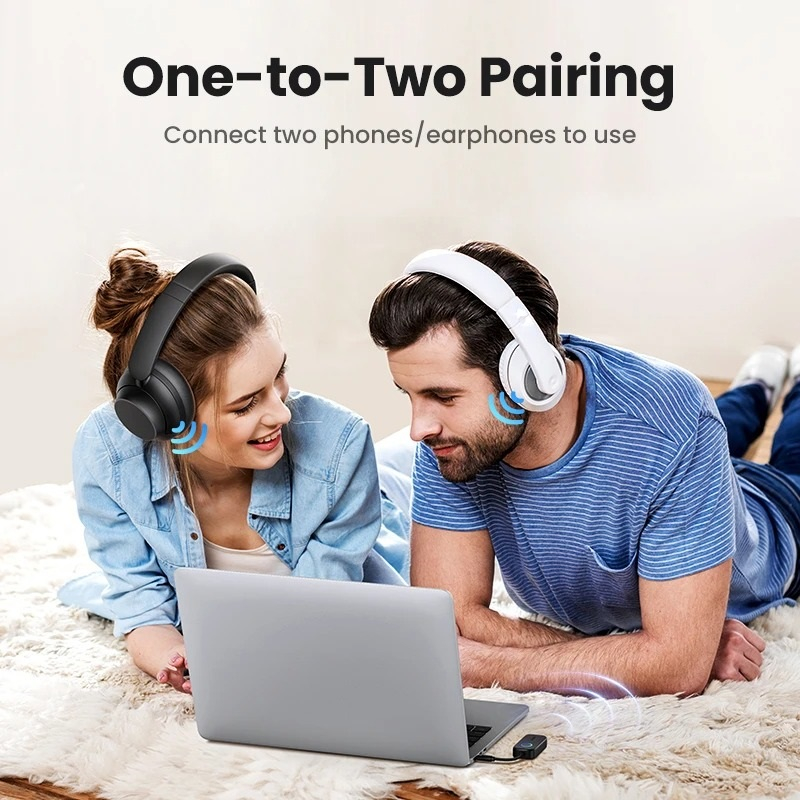 UGREEN Bluetooth 5.2 Sender Klinke Bluetooth Adapter für Zwei Airpods 2 in 1