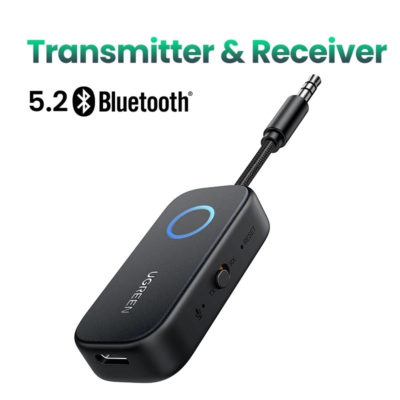 UGREEN Bluetooth 5.2 Sender Klinke Bluetooth Adapter für Zwei Airpods 2 in 1