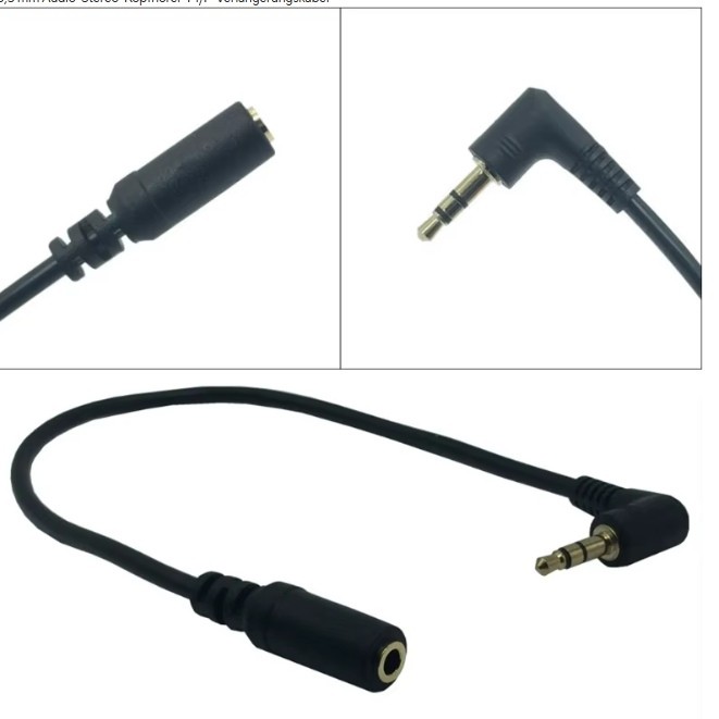 25 cm 90 Grad rechtwinkliges 3,5 mm Audio-Stereo-Verlängerungskabel