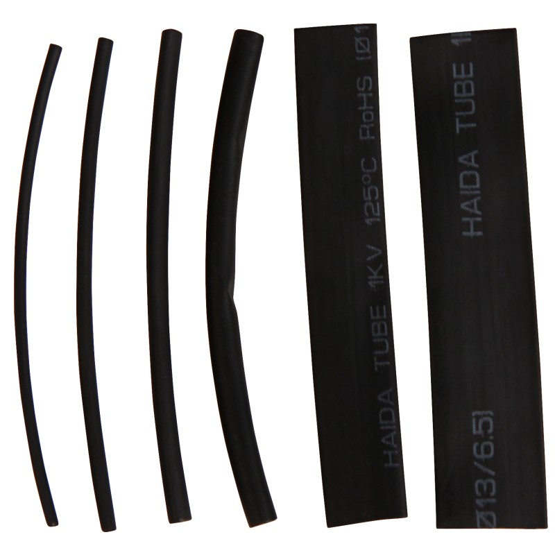 Schrumpfschlauch-Set, 100-teilig in Sortimentsbox, schwarz