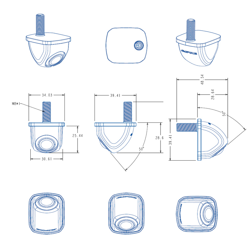 Multimount-Rückfahrkamera (CVBS), 155°, 8m Kabel, weiß
