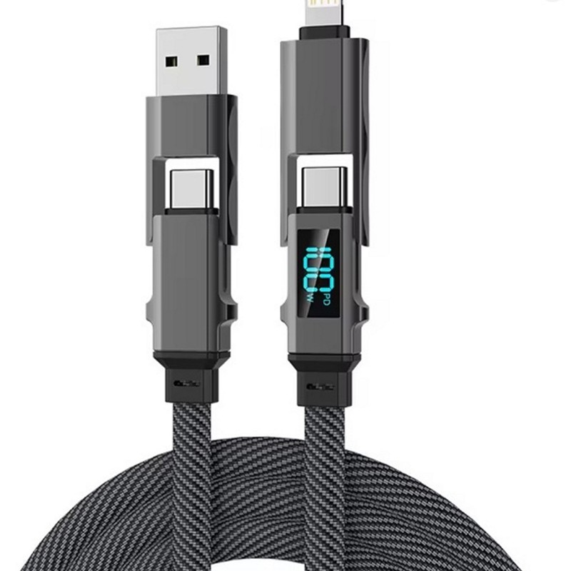 LED-Anzeige, USB-C-Kabel, 4-in-1-USB-Multiladekabel 1 meter