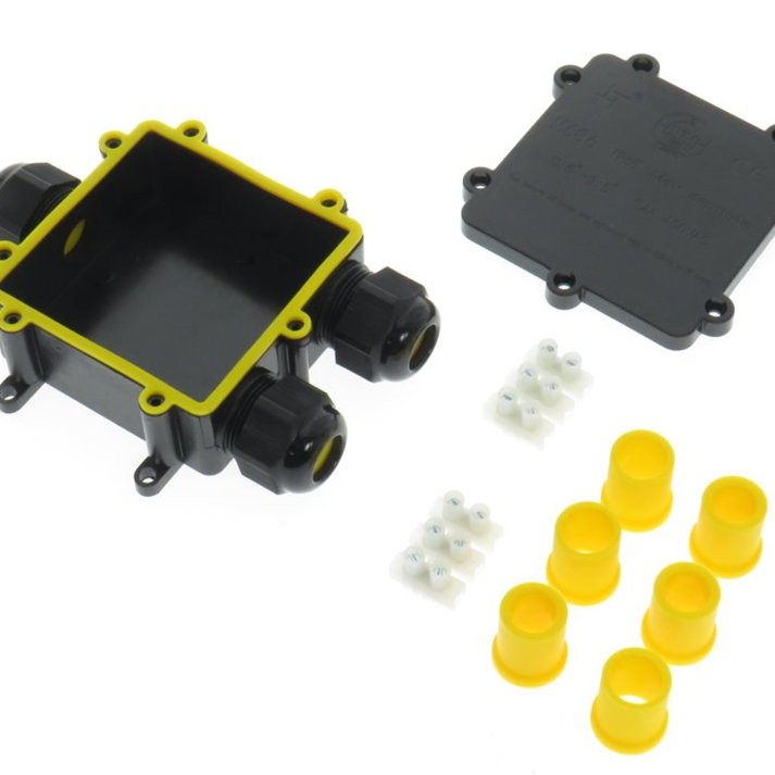 Verteilerdose, 3 Wege, 72x70x28 mm, wasserdicht IP68, Edelstahlschrauben