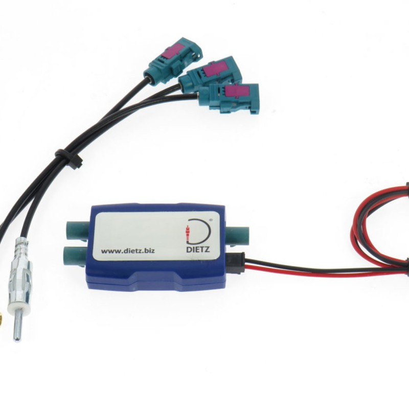 DAB+ / UKW Premium-Aktivsplitter - Phantomspeisung, Fakra / SMB / DIN