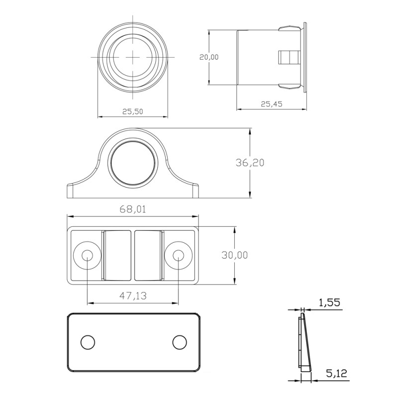 Einparkhilfe für Front-Stossfänger, GPS gesteuert, Schwarz matt, Einbau-Montage