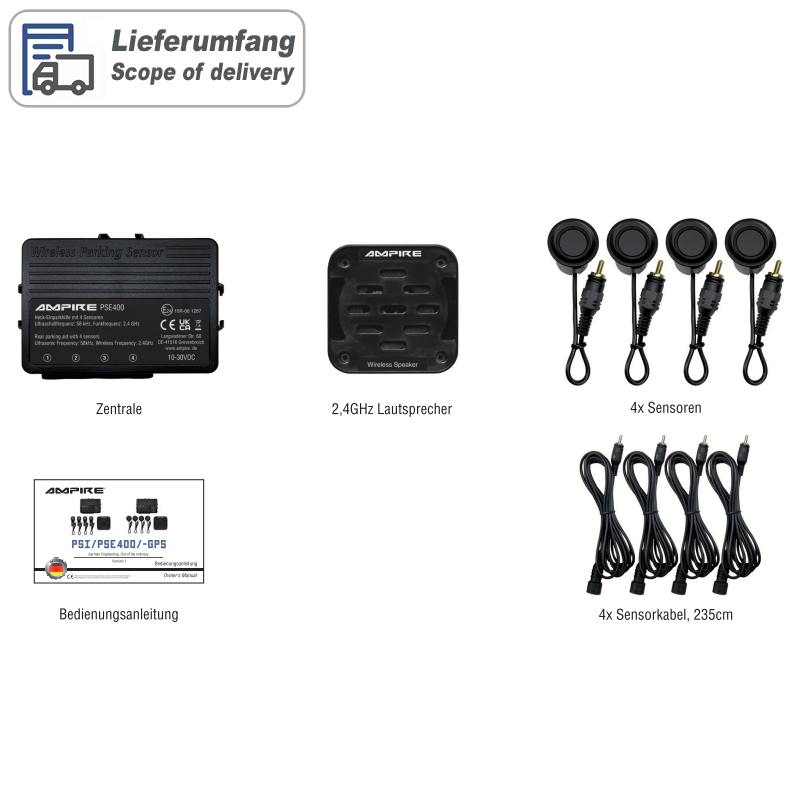 Einparkhilfe für Heck-Stossfänger, Schwarz matt, Einbau-Montage