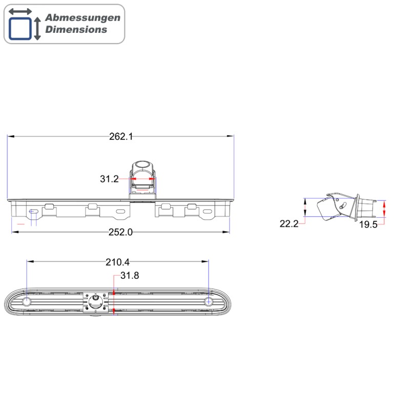 Kamera (CVBS), Peugeot Expert,Citroen Jumpy,Toyota ProAce,Opel Vivaro