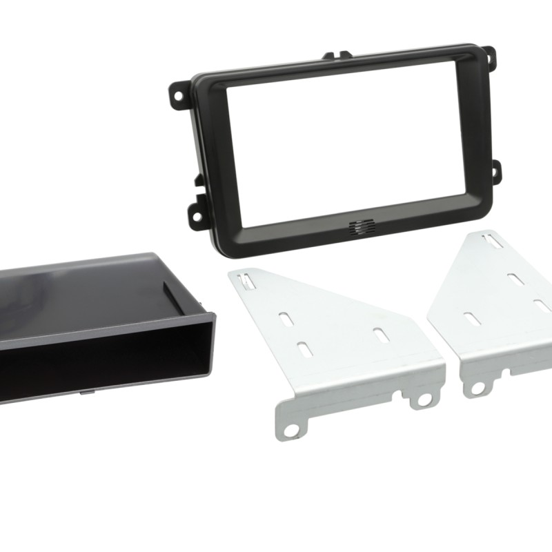 2-DIN Kit mit Fach Skoda/VW schwarz 40Pin/52Pin i-dapter