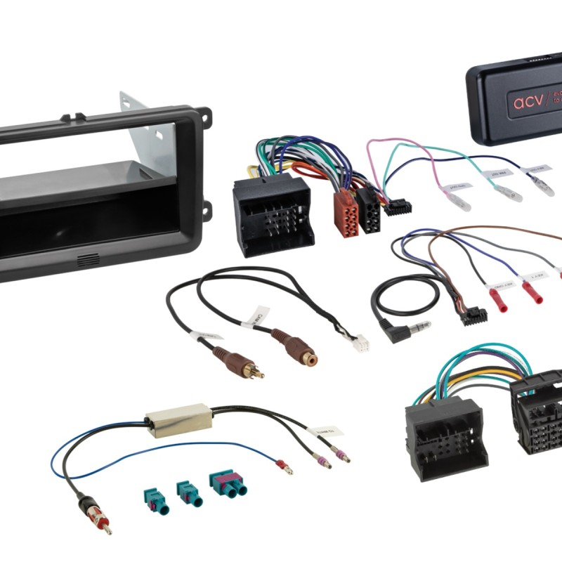2-DIN Kit mit Fach Skoda/VW schwarz 40Pin/52Pin i-dapter