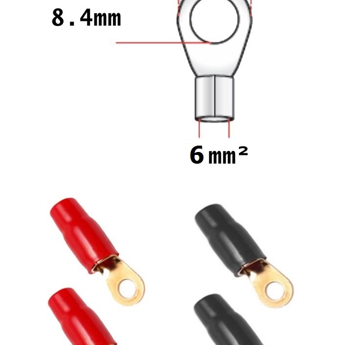 HA64 Ringösen 6 mm² > 8,4 mm 2 x rot / 2 x schwarz