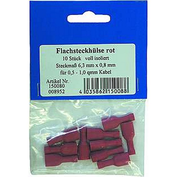 FLACHSTECKHÜLSE FÜR KFZ, ROT,ISOLIER STECKMAß