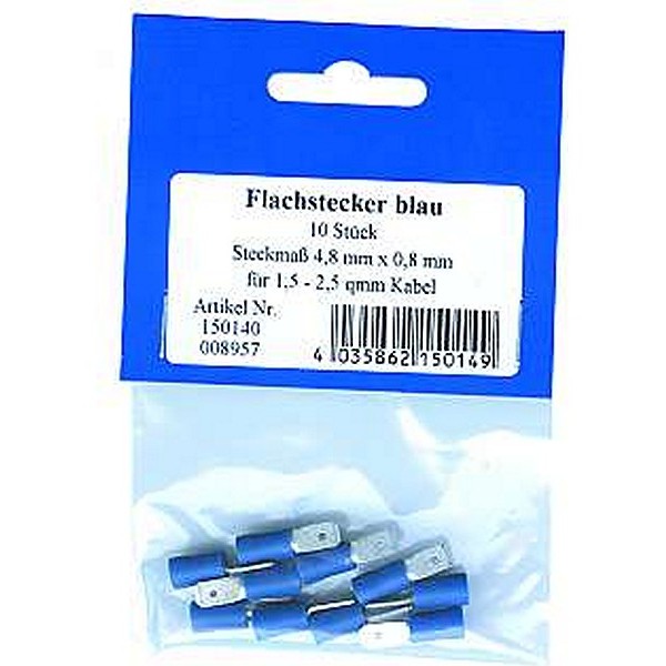 FLACHSTECKER FÜR KFZ BLAU STECKMAß 4,8X0,8 MM