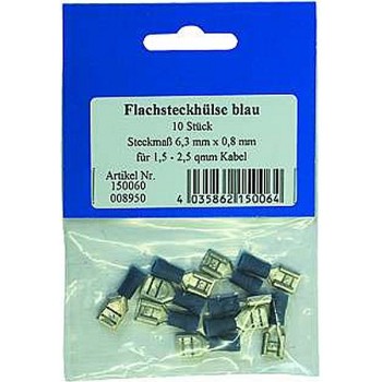 FLACHSTECKHÜLSE FÜR KFZ BLAU STECKMAß 6,3X08