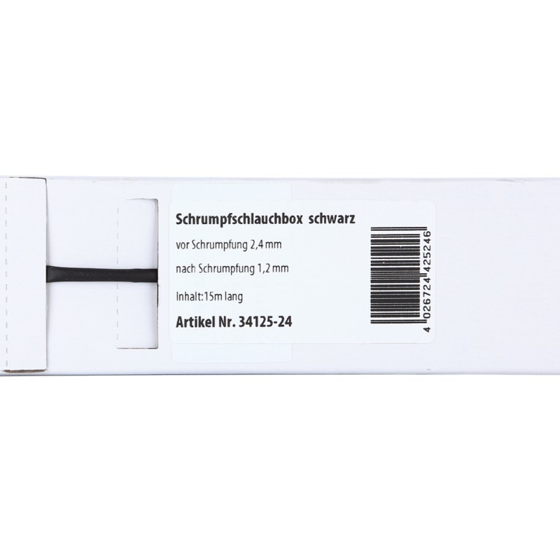Schrumpfschlauch schwarz Ø 2,4 mm/ Länge: 15 m