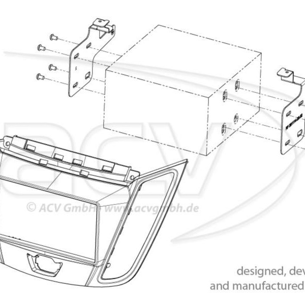 2-DIN Radiohalterung für Ford C-Max - Kuga in Mattschwarz