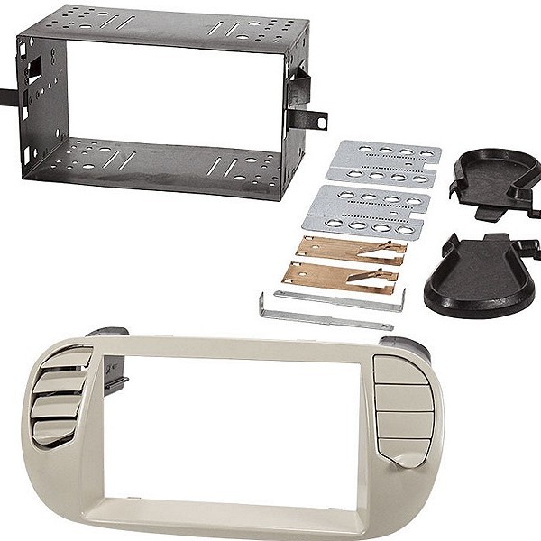 Doppel DIN Radioblende Set FIAT 500 (-2015), grau