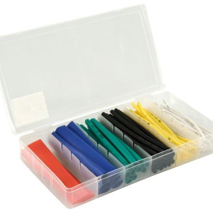 Schrumpfschlauch-Set 100-teilig in Sortimentsbox, bunt