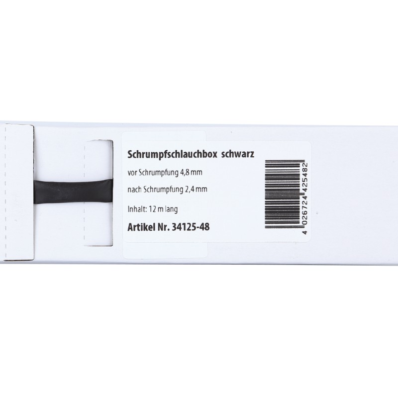 Schrumpfschlauch schwarz Ø 4,8 mm/ Länge: 12 m