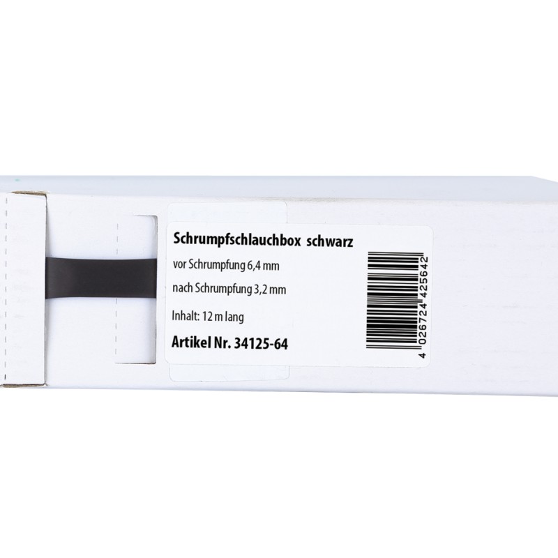 Schrumpfschlauch schwarz Ø 6,4 mm/ Länge: 12 m