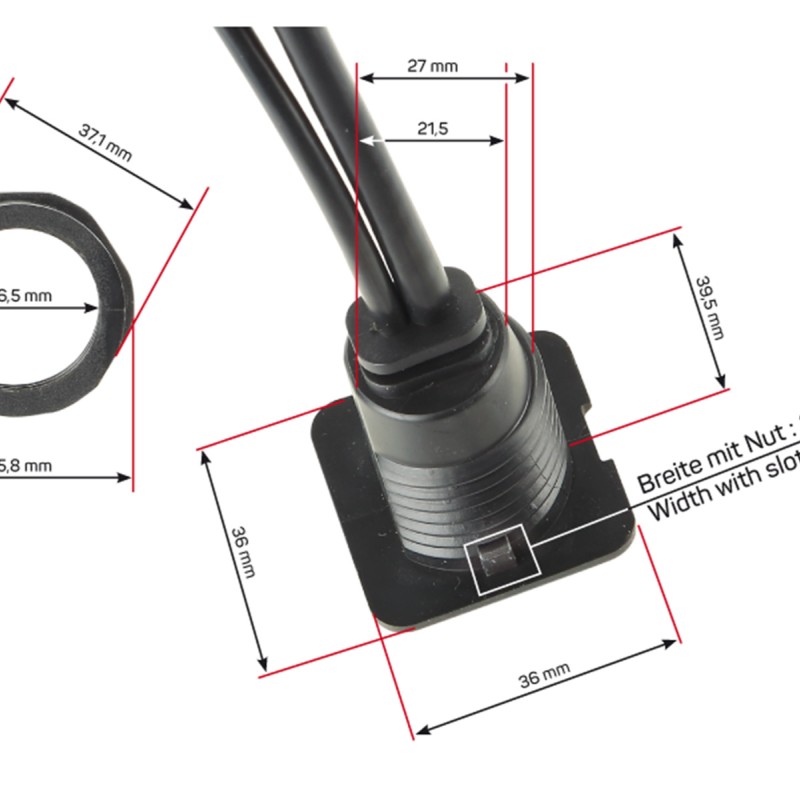 USB/HDMI Einbaubuchse/Aufbaugehäuse USB-A/HDMI