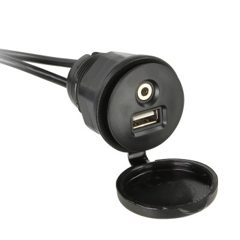 USB/AUX Einbaubuchse USB-A/Klinke spritzwassergeschützt