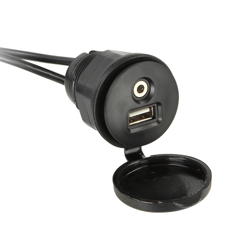 USB/AUX Einbaubuchse USB-A/Klinke spritzwassergeschützt