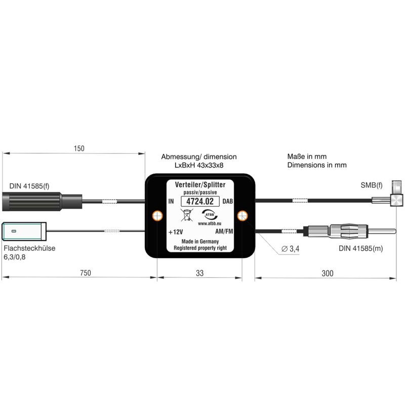 ATBB 4724.02 Passive Weiche - Splitter AM, FM, DAB, DAB+