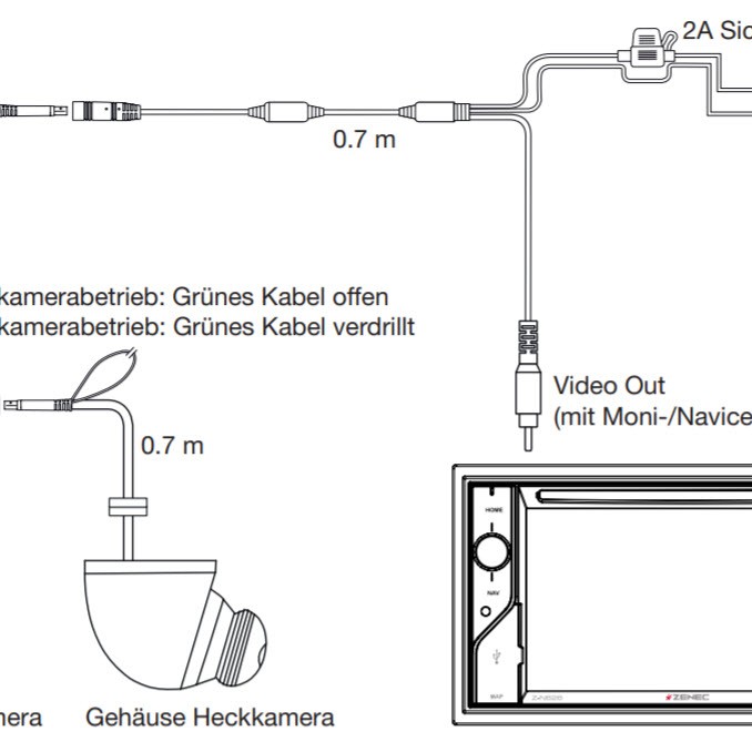 ZENEC ZE-RVC85WA Weitwinkel Front- oder Rückfahrkamera