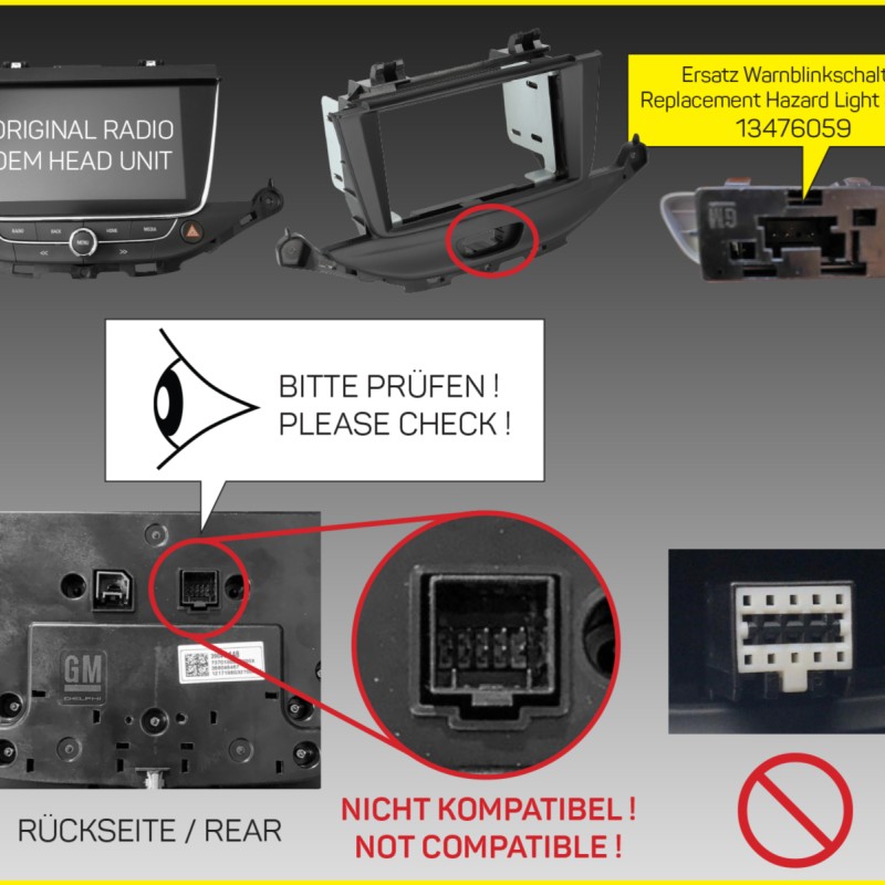2-DIN Radioblende Opel Astra K(B-K) 10/2015-08/2019