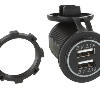 USB Ladeadapter 12V/24V USB-A 2x5V 2.1A LED blau