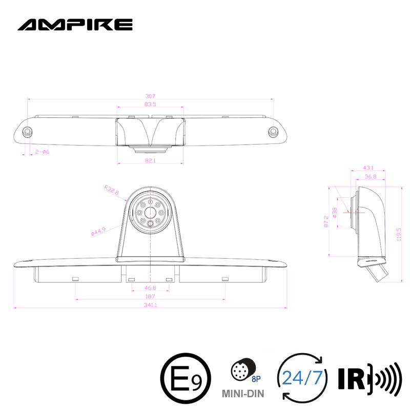 Farb-Rückfahrkamera für Mercedes Sprinter W906, W907, W910